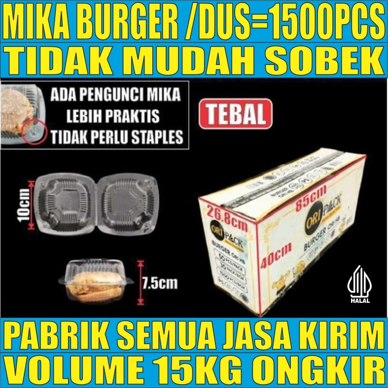 Mika Burger Dus1500pcs Tebal 8gr Ori
