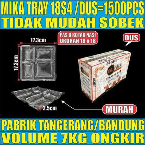 Mika 18S4 DUS 1500pcs 4Sekat 18x18 u Kotak Nasi ori
