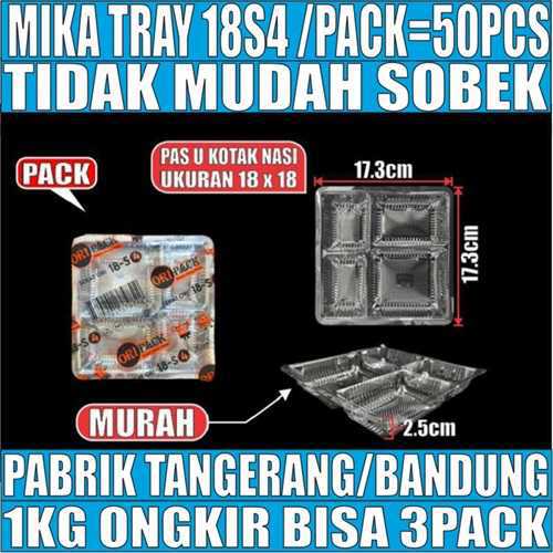 Mika 18S4 Pack 50pcs 4Sekat 18x18 u Kotak Nasi