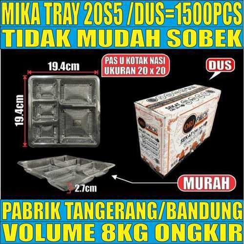 Mika 20S5 DUS 1500pcs Tray 5Sekat 20x20 u Kotak Nasi ori