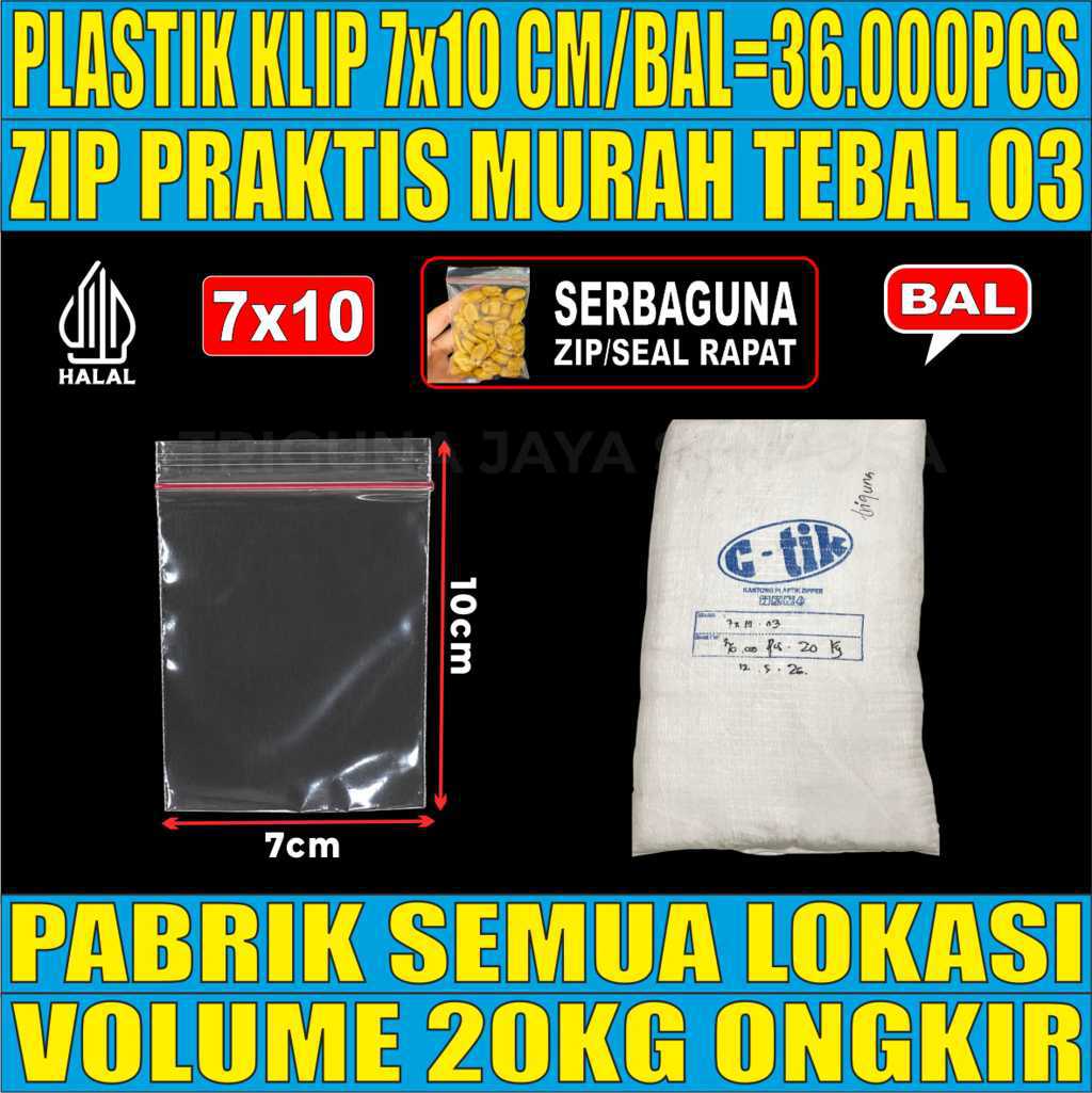 Plastik Klip 7x10 Ziplock Pe Bening Ball 20kg 36000pcs sws