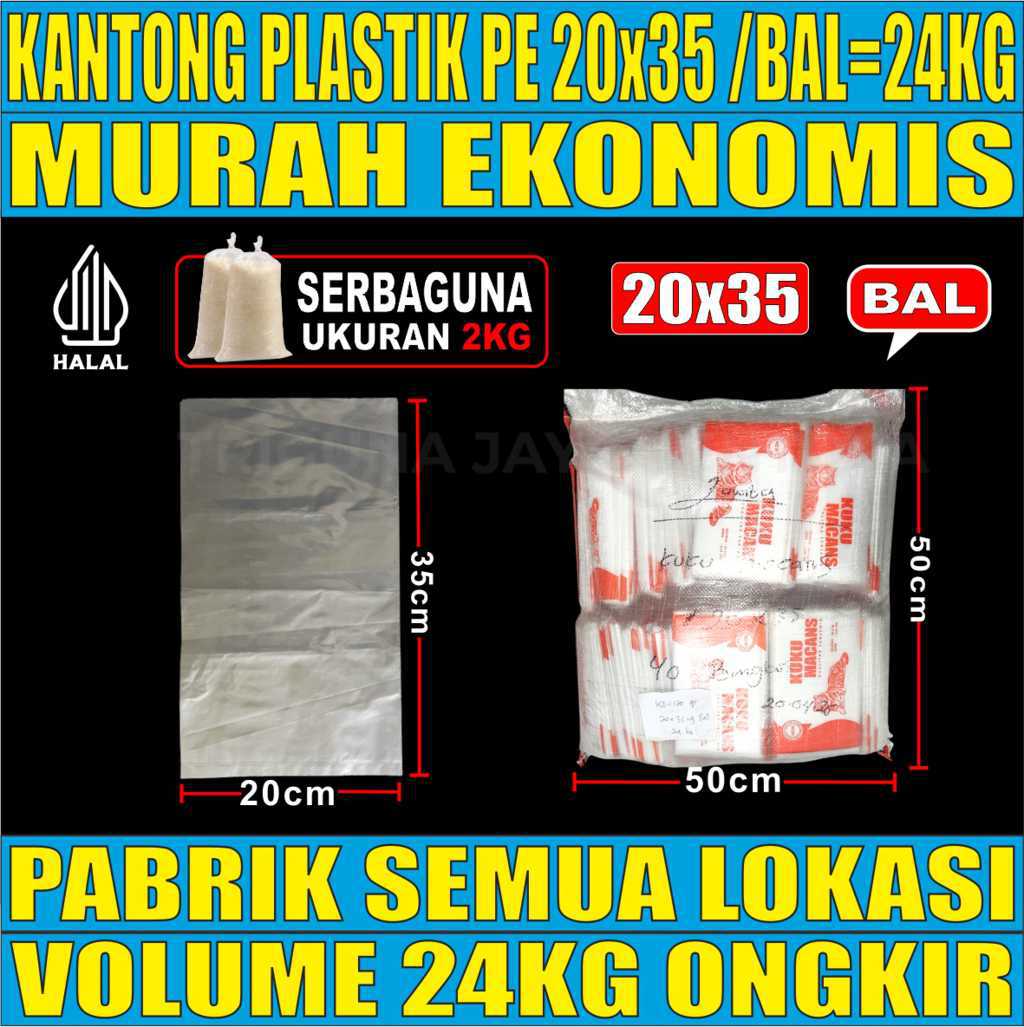 Kantong Plastik PE 20x35 Bening Bal 24kg 5000pcs kuku macan jjb