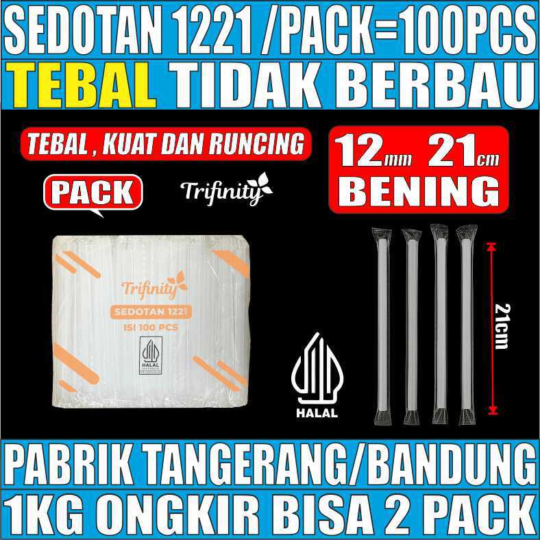 Sedotan Bubble 1221 Bening Pack Trifinity 12mm 100pcs Halal