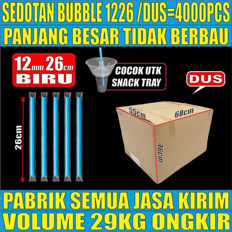 Sedotan Bubble Biru 1226 DUS Steril 12mm Panjang 26cm 4000pcs u Snack Tray