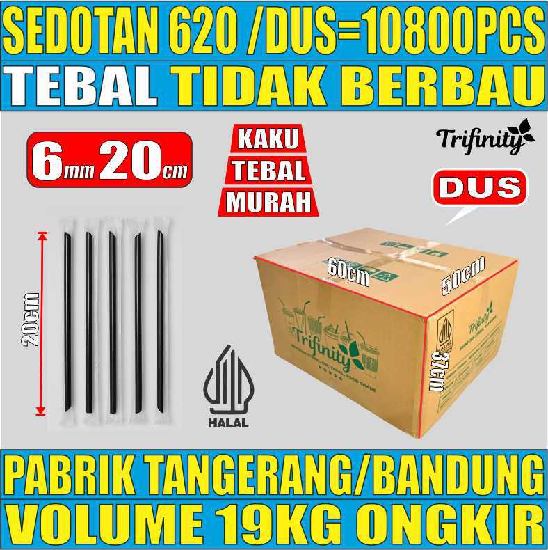 Sedotan Steril TRIFINITY 620 Dus Runcing 10800pcs Halal Tebal 0.8 gr cjy