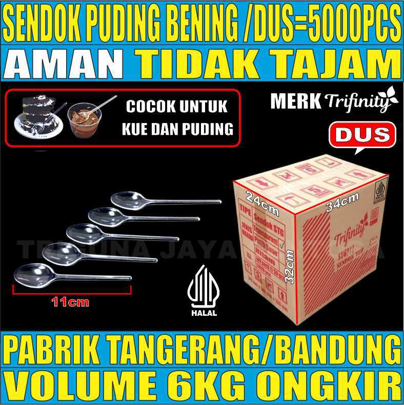Sendok Puding STG Bening Dus 5000pcs Sendok Teh Halal Tebal 1.2gr