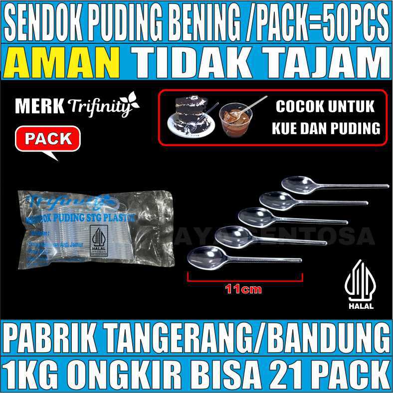 Sendok Puding STG Bening Pack 50pcs Sendok Teh Halal
