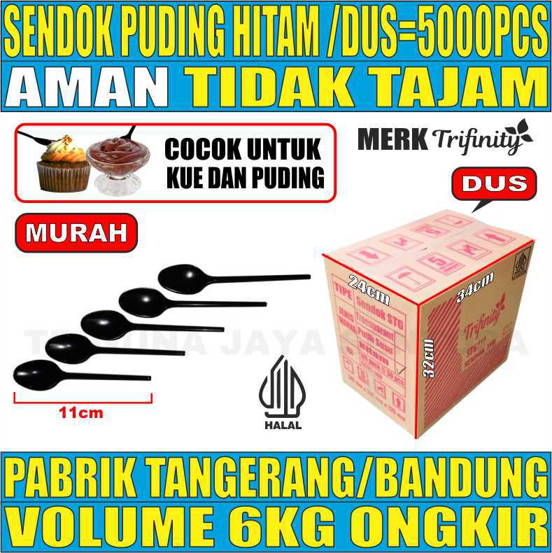Sendok Puding STG Hitam Dus 5000pcs Sendok Teh Halal Tebal 1.2gr