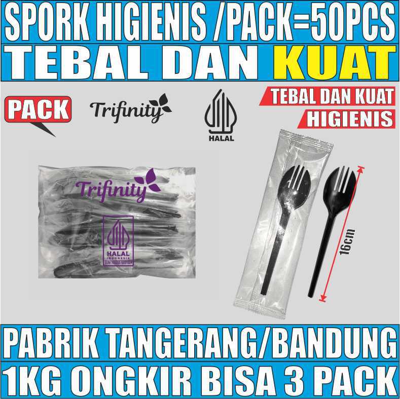 Cutlery sendok garpu steril spork higienis Trifinity sendok garpu spork makan panjang 16cm