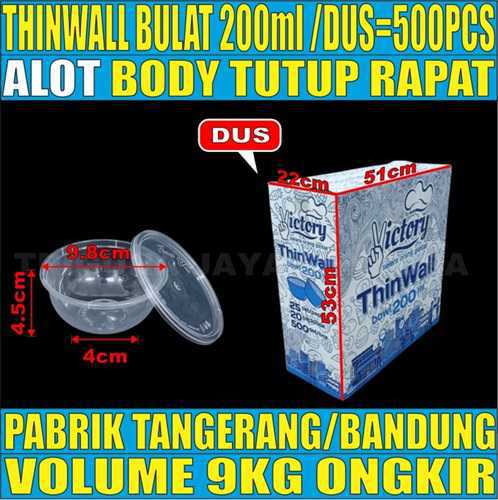 Thinwall Bulat 200ml Dus 500pcs Victory Tebal 8.4gr vct