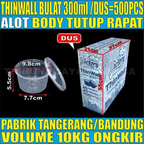 Thinwall Bulat 300ml Dus 500pcs Victory Tebal 10.5gr vct