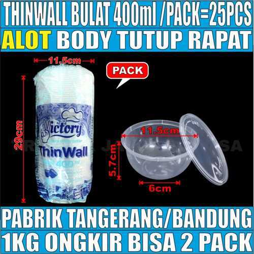 Thinwall Bulat 400ml Pack 25pcs Victory Tebal 12.5gr