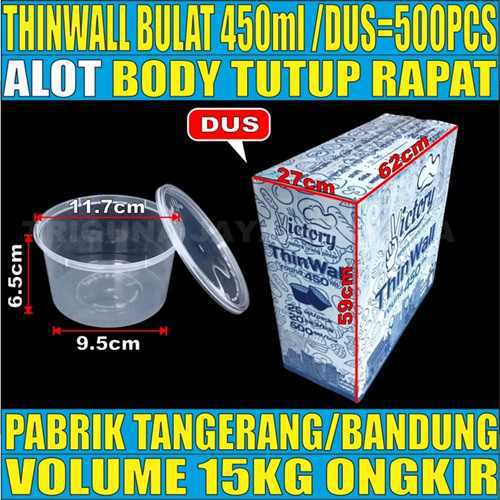Thinwall Bulat 450ml Dus 500pcs Victory Tebal 14.5gr vct
