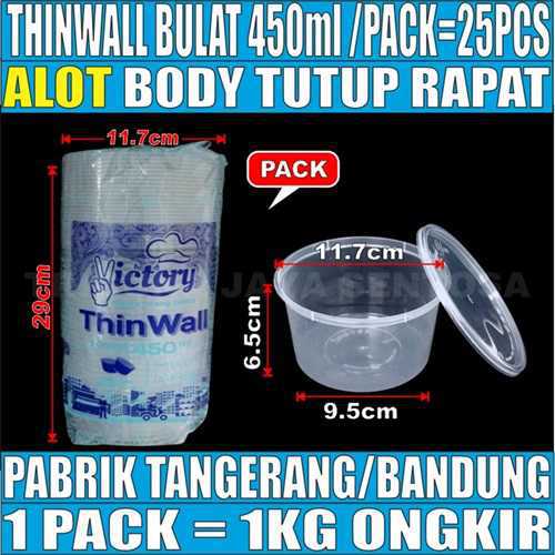 Thinwall Bulat 450ml Pack 25pcs Victory Tebal 14.5gr