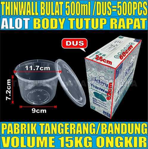 Thinwall Bulat 500ml Dus 500pcs Victory Tebal 14.2gr vct