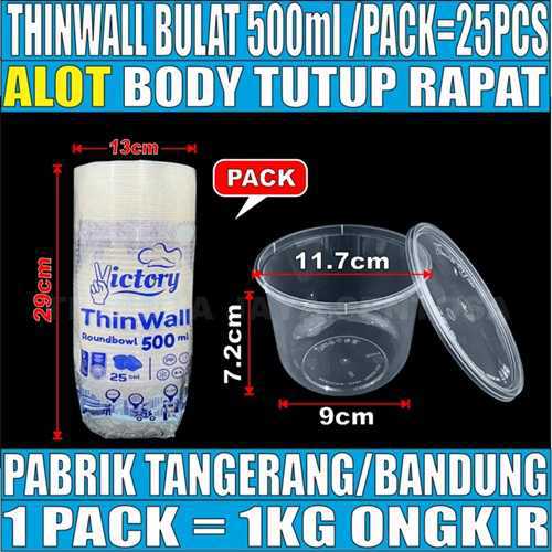 Thinwall Bulat 500ml Pack 25pcs Victory Tebal 14.2gr