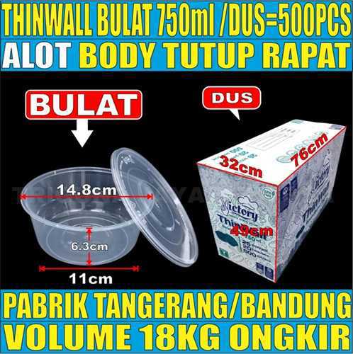 Thinwall Bulat 750ml Dus 500pcs Victory Tebal 21.9gr vct