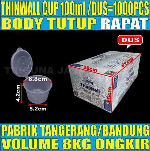 Thinwall Cup 100ml Dus 1000pcs Tebal 5.5gr Victory vct