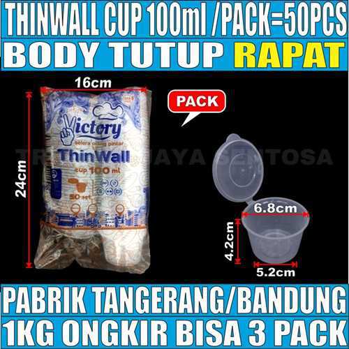 Thinwall Cup 100ml Pack 50pcs Tebal 5.5gr Victory