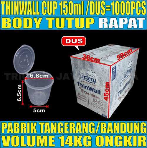 Thinwall Cup 150ml Dus 1000pcs Tebal 7.2gr Victory vct