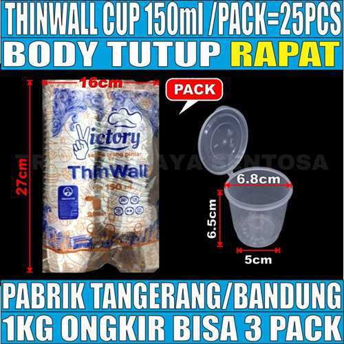 Thinwall Cup 150ml Pack 25pcs Tebal 7.2gr Victory