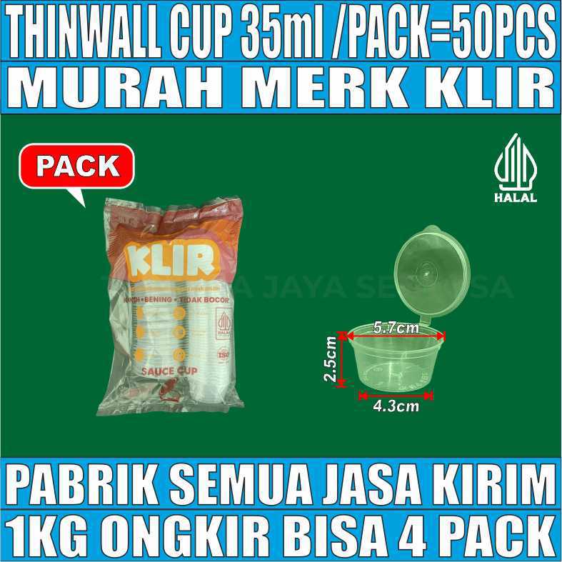 Thinwall Cup 35ml KLIR Pack 50pcs Tutup Sambung Tebal 3gr