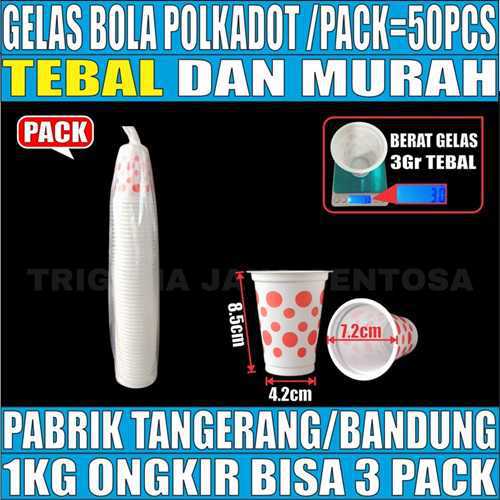 Gelas bola Pack 50pcs polkadot 170ml