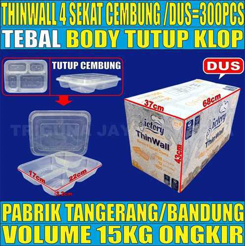 Thinwall 4 sekat Cembung Dome Dus 300pcs Victory Tebal 40gr vct