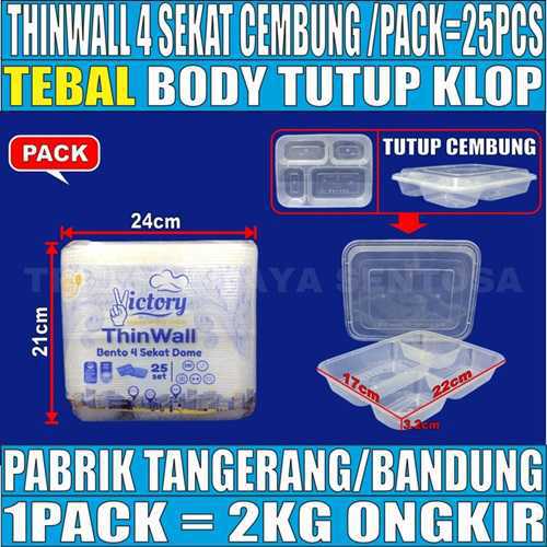 Thinwall 4 sekat Cembung Dome Pack 25pcs Victory
