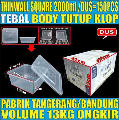Thinwall SQ 2000ml Dus 150pcs Victory Tebal 56.5gr vct