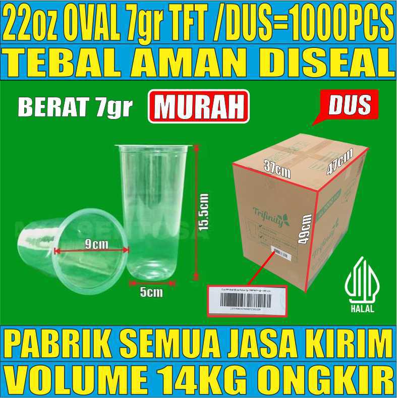 Gelas 22oz Oval Trifinity 7gr Dus 1000pcs Halal smb