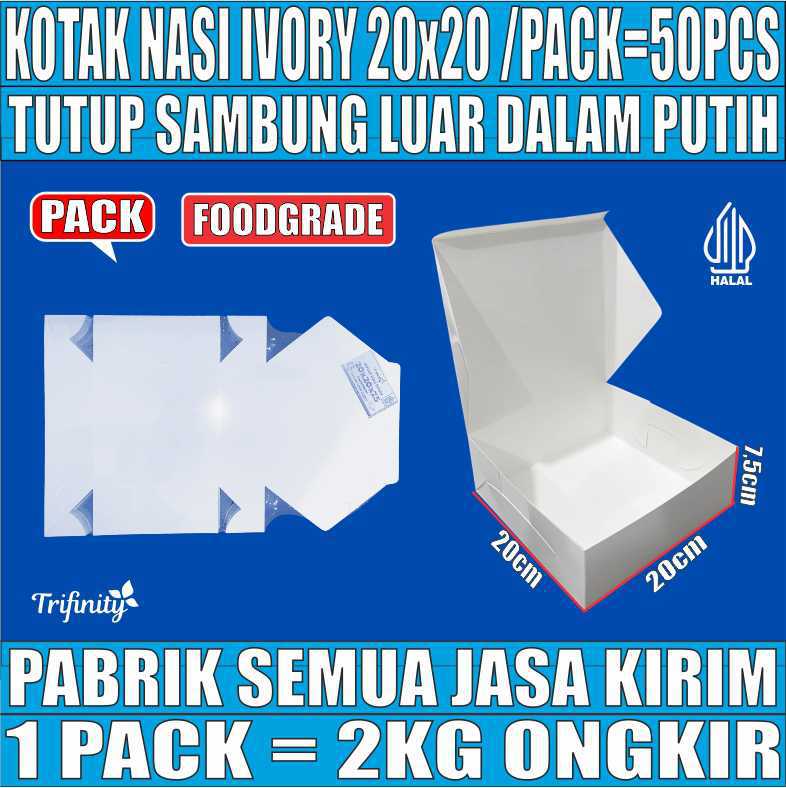 Kotak dus nasi ivory & kraft Trifinity 18x18 & 20x20