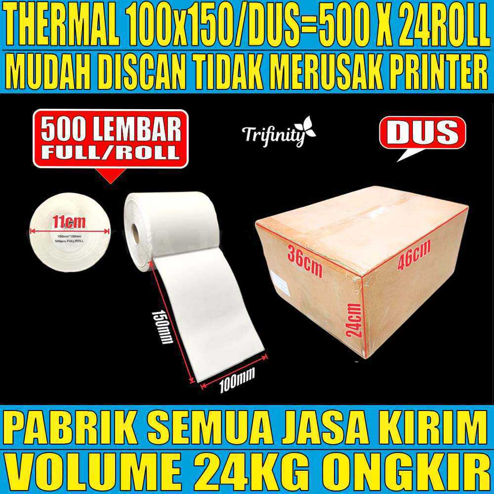 Label Thermal A6 100x150mm – Kertas Stiker Resi & Barcode Trifinity A6 300Lembar | A6 500Lembar