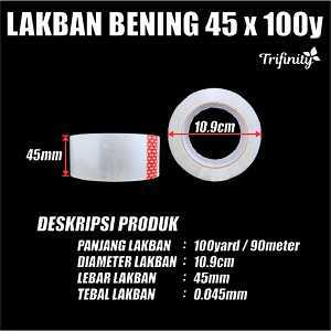 Lakban Bening Per 1pcs 45mm x 100yard Trifinity Garansi Full