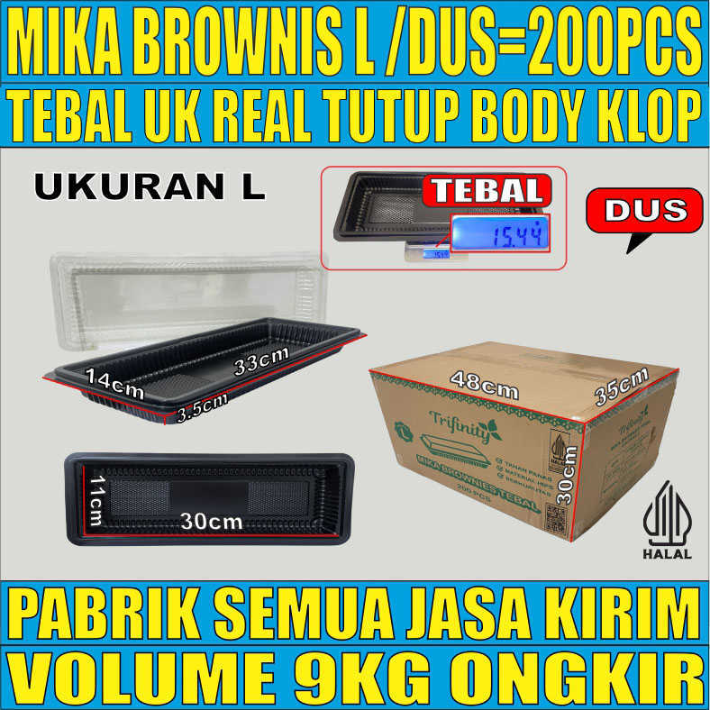Mika Brownies L Dus 200pcs Trifinity Uk Besar Tebal 28gr pdn